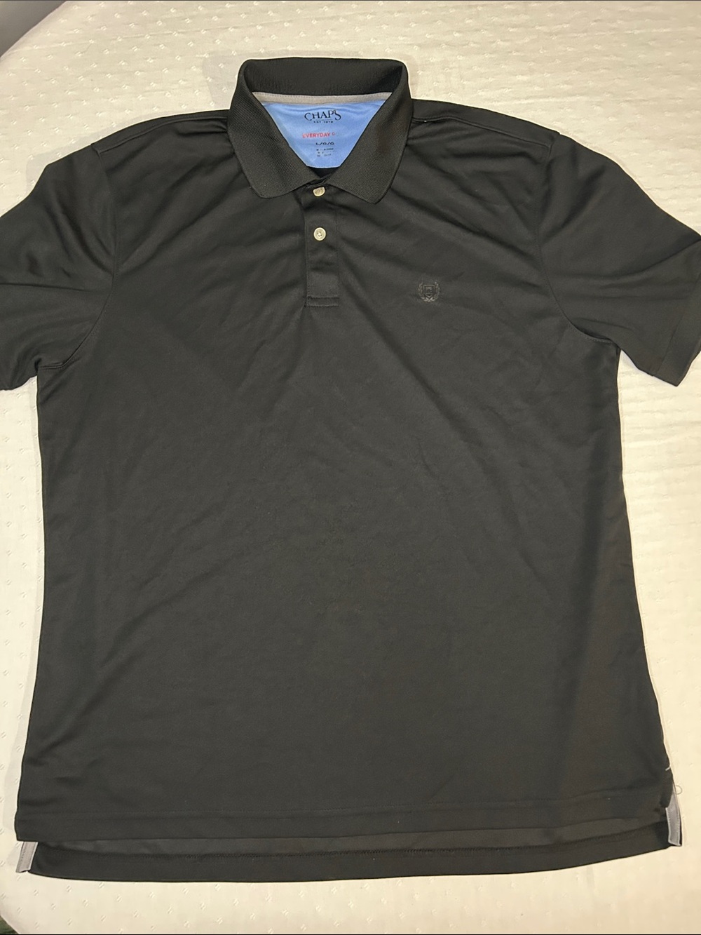 Chaps Men’s Black breathable Polo with Subtle Embroidered Crest